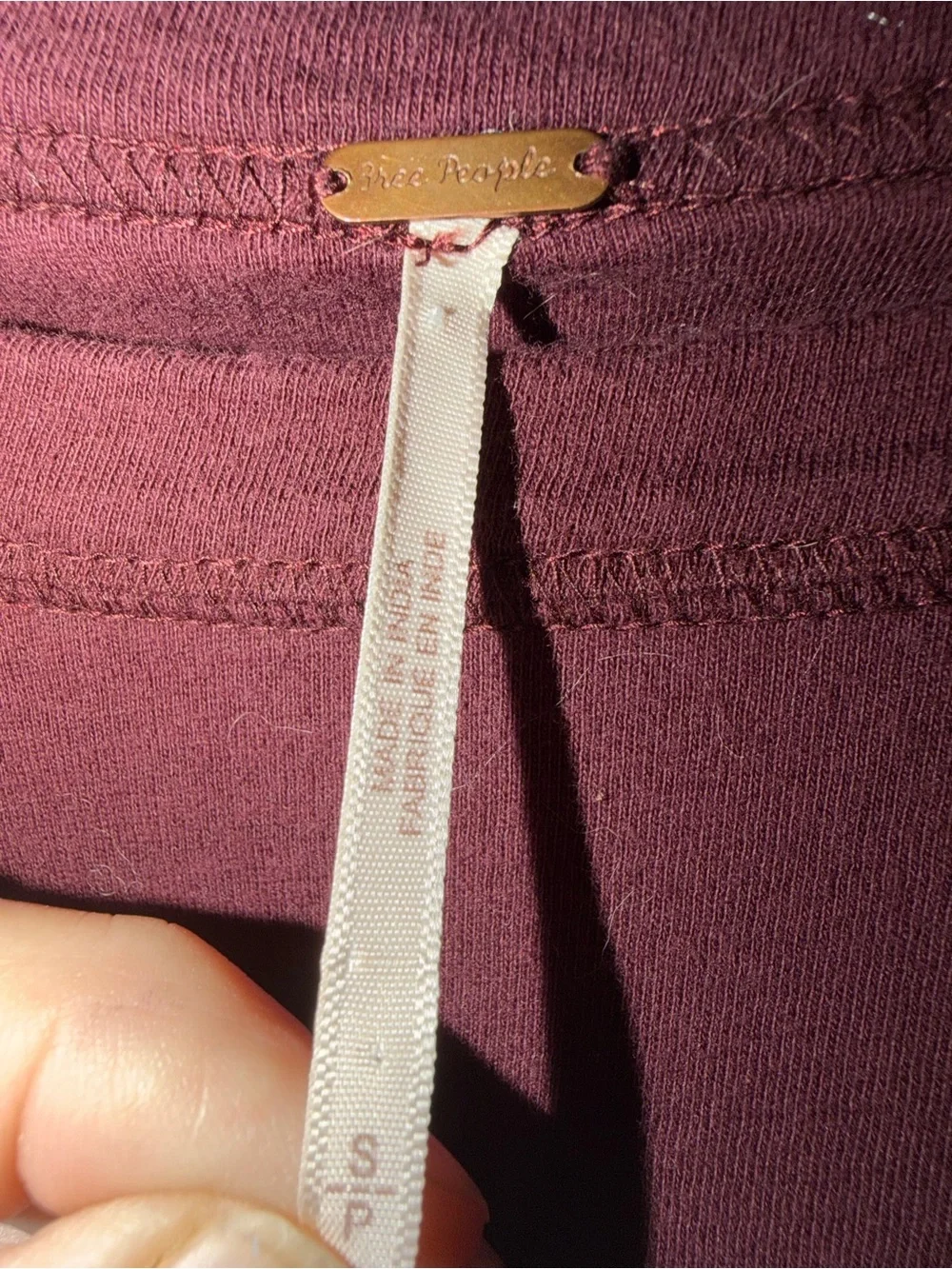 Free People Burgundy Embroidered Peplum Top